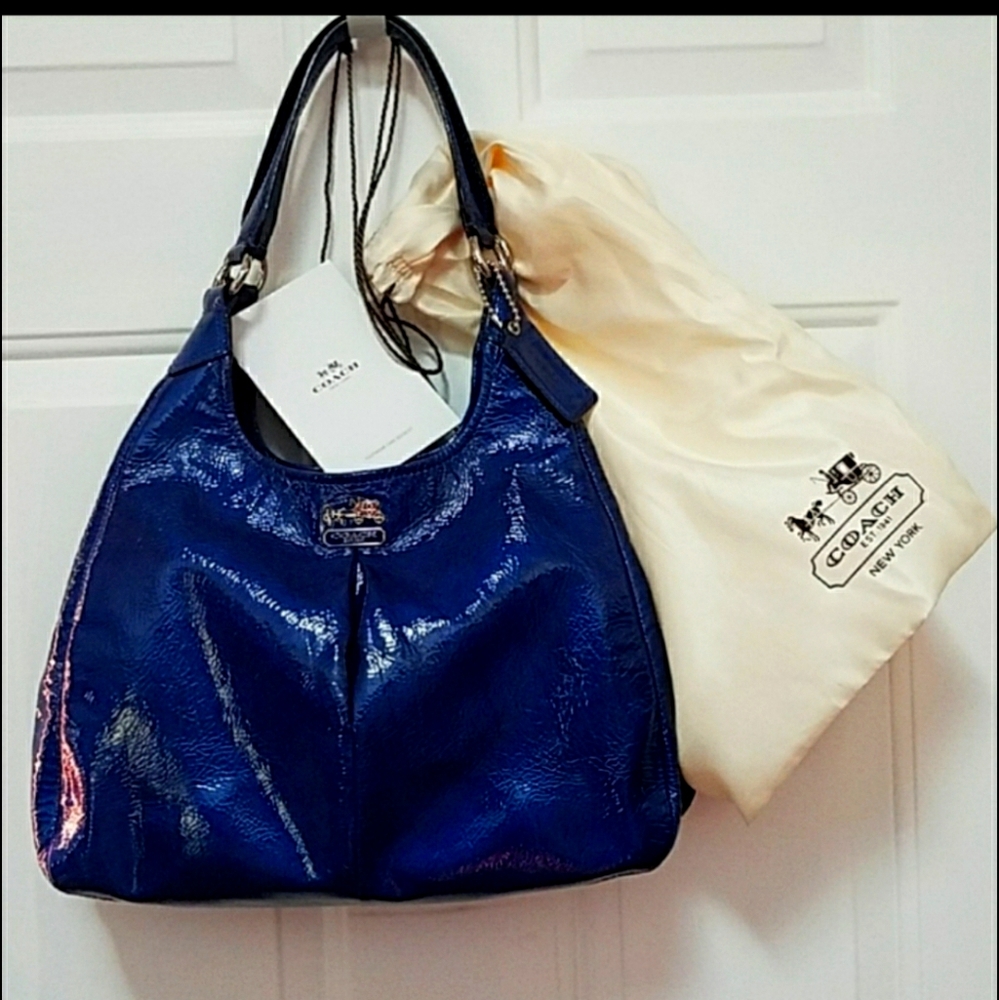 New Coach authentic patent purse dust bag receipt